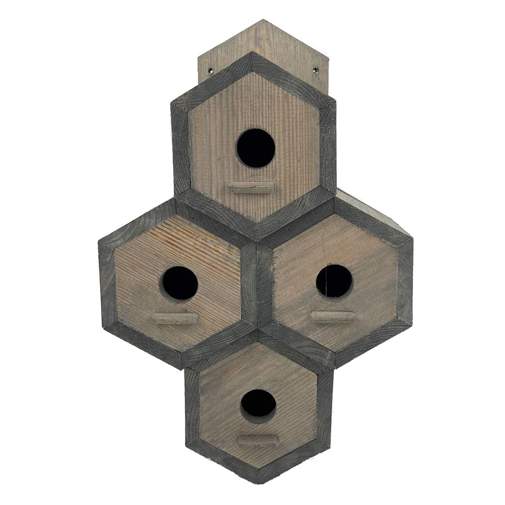 vier mussenhuisjes in hexagon vorm