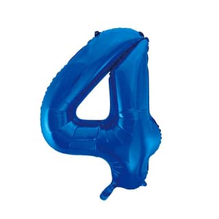 Folieballon - Cijfer 4 - Blauw 100 cm