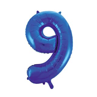 Folieballon - Cijfer 9 - Blauw 100cm