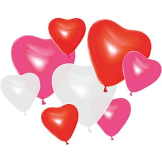 Mix van hartvormige latexballonnen in het wit rood en roze