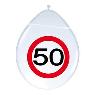 Ballonnen ‘50’ Verkeersbord - 8 stuks