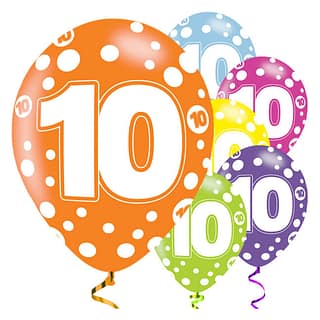 Ballonnen - 10 jaar assorti - 6 stuks