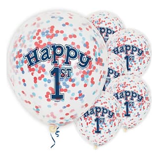 Ballonnen Confetti ‘Happy 1st’ Multicolor - 6 stuks