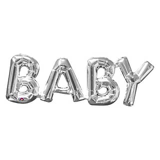 Folieballon ‘Baby’ Zilver - 66 centimeter