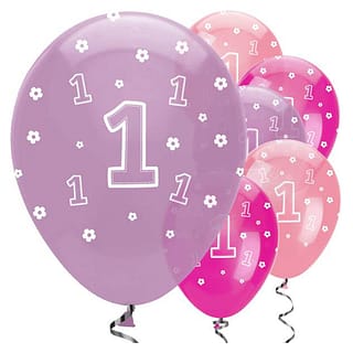 Ballonnen ‘1’ Roze Paars - 6 stuks