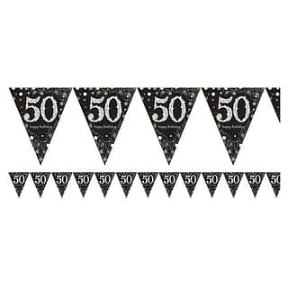 Slinger 'Happy Birthday 50' Zilver Zwart - 4 meter