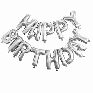 Folieballonnen - 'Happy Birthday' Zilver