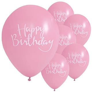 Ballonnen ’Happy Birthday’ Roze - 10 stuks