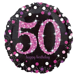 Folieballon ‘50 Happy Birthday’ Roze- 46 centimeter