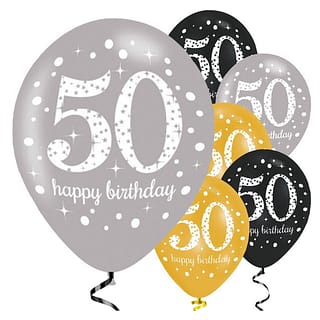 Ballonnen ‘50 Happy Birthday’ Metallic Assorti - 6 stuks