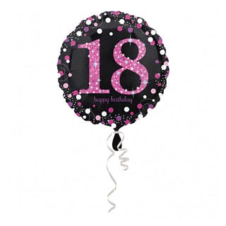 Folieballon ‘18 Happy Birthday’ Roze - 46 centimeter