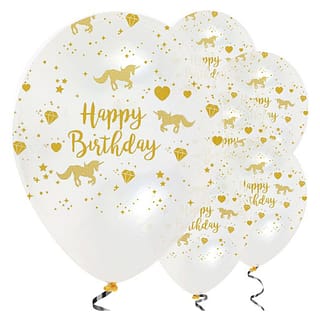 Ballonnen ‘Happy Birthday’ Unicorn - 6 stuks