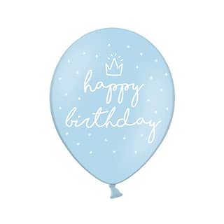Ballonnen ‘Happy Birthday’ Lichtblauw - 6 stuks