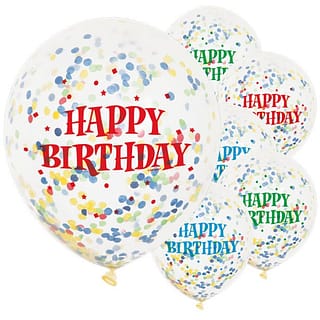 Ballonnen Confetti ‘Happy Birthday’ - 6 stuks