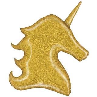 Folie Ballon Unicorn Goud Glitter - 100 Centimeter