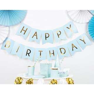 Slinger ‘Happy Birthday’ Lichtblauw - 2.5 Meter - sfeer