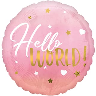 Folie ballon Hello World Roze - 43 cm