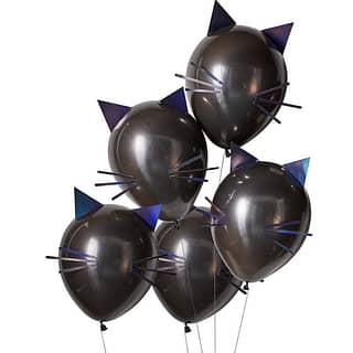 Ballonnen Zwarte Katten Iridescent - 5 stuks