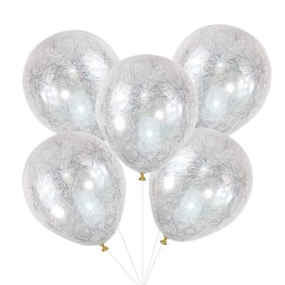 Confetti ballonnen Engelenhaar Zilver - 5 stuks