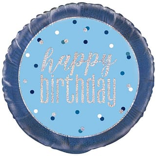Folie ballon Happy Birthday Blauw Iridescent - 45 centimeter