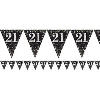 Slinger 'Happy Birthday '21' Zilver Zwart - 4 meter