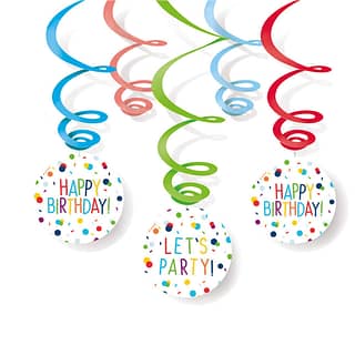 Swirls ‘Happy Birthday’ Confetti - 6 stuks