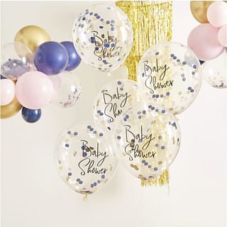 Ballonnen Confetti Roze en Blauw - 5 stuks