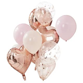 Ballonnen Mix rosé goud/roze - 12 stuks