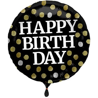 Folieballon ‘Happy Birthday’ Glossy Black - 45 cm