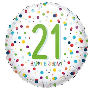 Folieballon 21 ‘Happy Birthday’ Multicolor - 43 cm