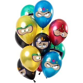 Ballonnen set in verschillende kleuren bedrukt met superhelden