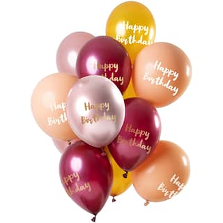 Ballonnen Set 'Happy Birthday' Roze/Goud - 12 stuks
