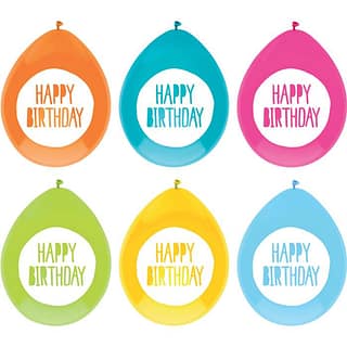 Ballonnen 'Happy Birthday' Multicolor - 6 stuks