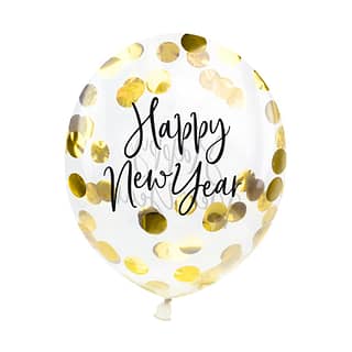 Ballonnen Gouden Confetti 'Happy New Year' - 3 stuks
