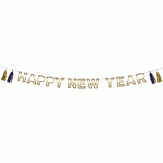 Tasselslinger 'Happy New Year' Goud