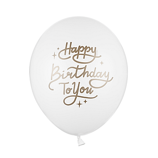 witte ballon met de gouden tekst happy birthday to you