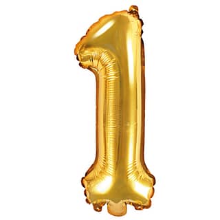 Folieballon Cijfer 1 (35 cm) - Goud