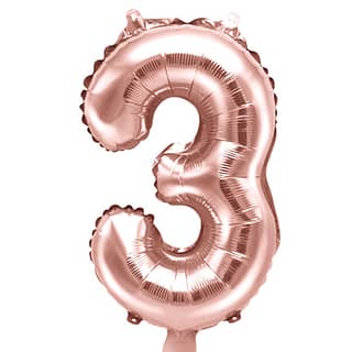 Folieballon Cijfer 3 (35 cm) - Rosé Goud