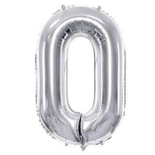 Folieballon Cijfer 0 (86 cm) - Zilver