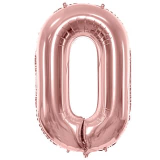 Folieballon Cijfer 0 (86 cm) - Rosé Goud
