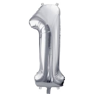 Folieballon Cijfer 1 (86 cm) - Zilver