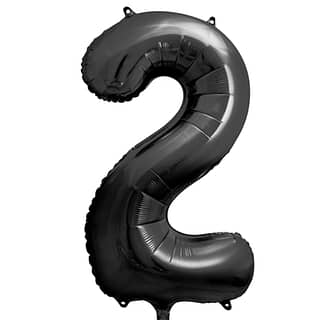 Folieballon Cijfer 2 (86 cm) - Zwart