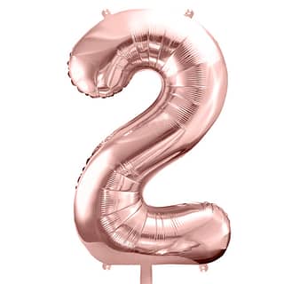 Folieballon Cijfer 2 (86 cm) - Rosé Goud