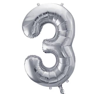 Folieballon Cijfer 3 (86 cm) - Zilver