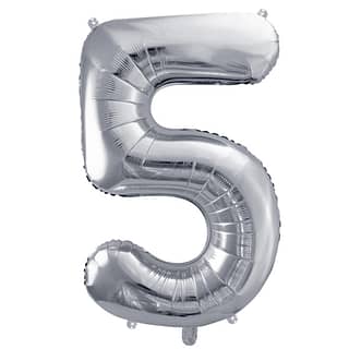 Folieballon Cijfer 5 (86 cm) - Zilver
