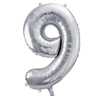 Folieballon cijfer 9 in het zilver