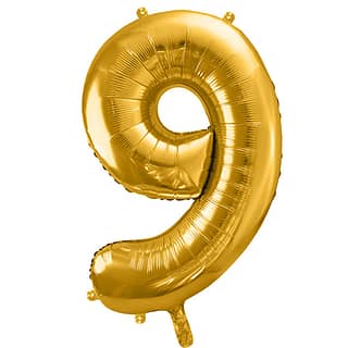 Folieballon cijfer 9 in de kleur goud