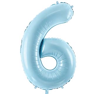 Folieballon Cijfer 6 (86 cm) - Lichtblauw