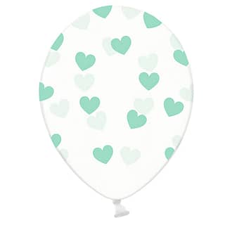 Ballonnen Transparant Mint Hartjes - 6 stuks