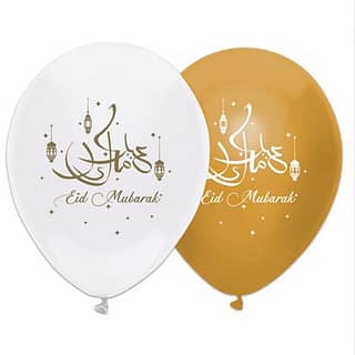 Ballonnen 'Eid Mubarak’ Wit Goud - 6 stuks